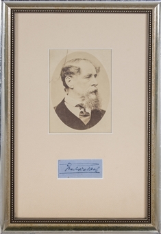 Charles Dickens Signed Cut With Photograph In Framed Display (JSA)